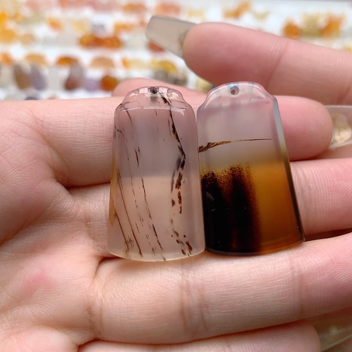 玛瑙/玉髓未镶嵌玛瑙草花牌