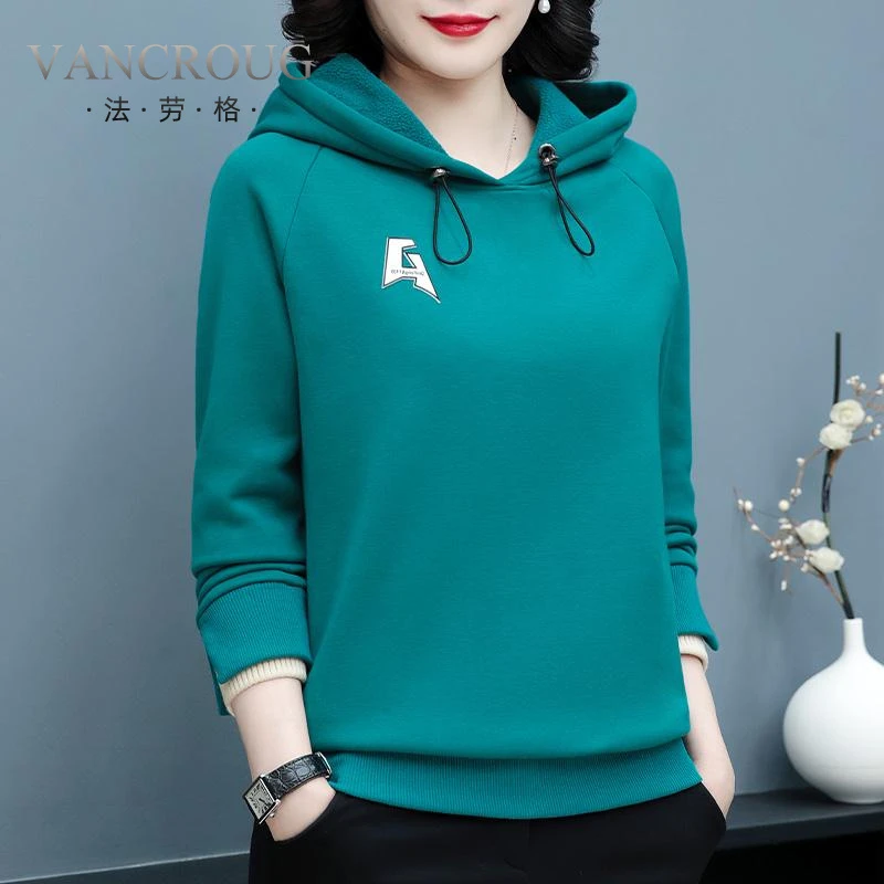 法劳格连帽卫衣女中老年妈妈秋冬加绒加厚2025新款大码洋气宽松保