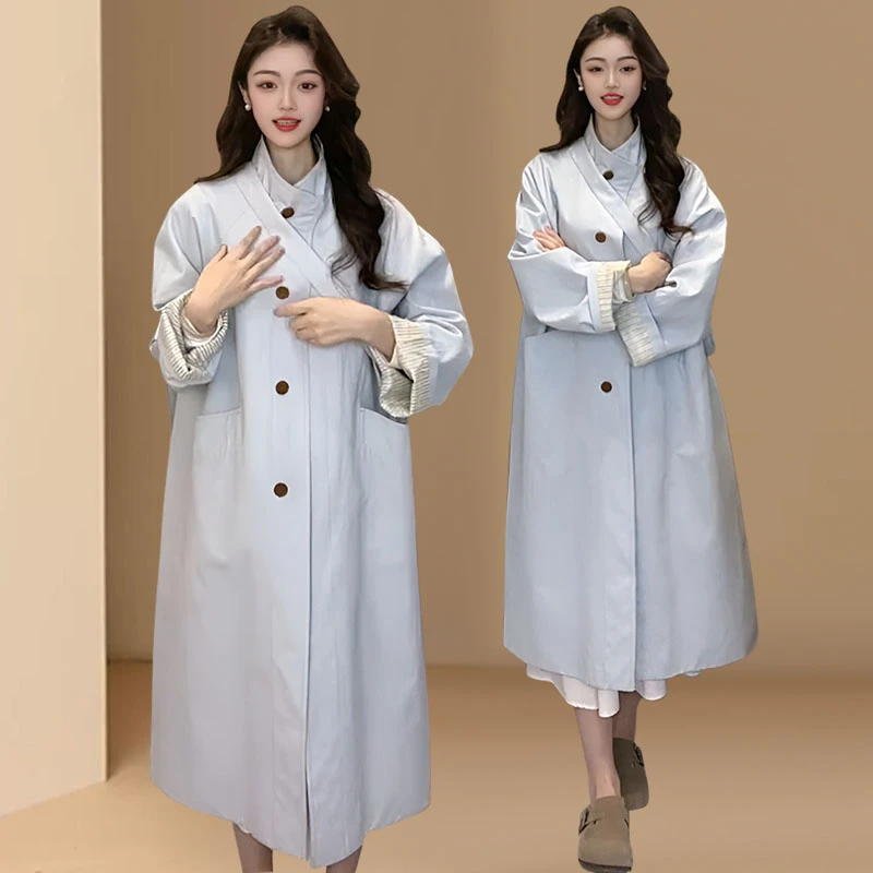 2025春秋新款小个子韩系中长款立领爆款风衣女英伦风休闲显瘦外套