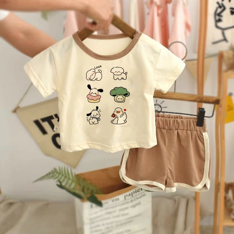 婴幼儿男女宝宝夏季短袖休闲儿童运动户外短裤可爱卡通印花两件套