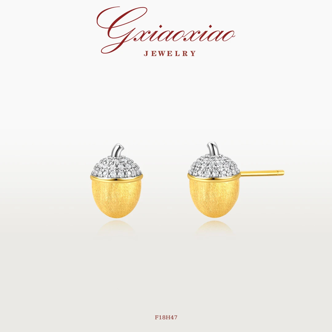 G XIAOXIAO 镀K金【金缕松果】轻奢拉丝气质精致百搭耳环 F18H47