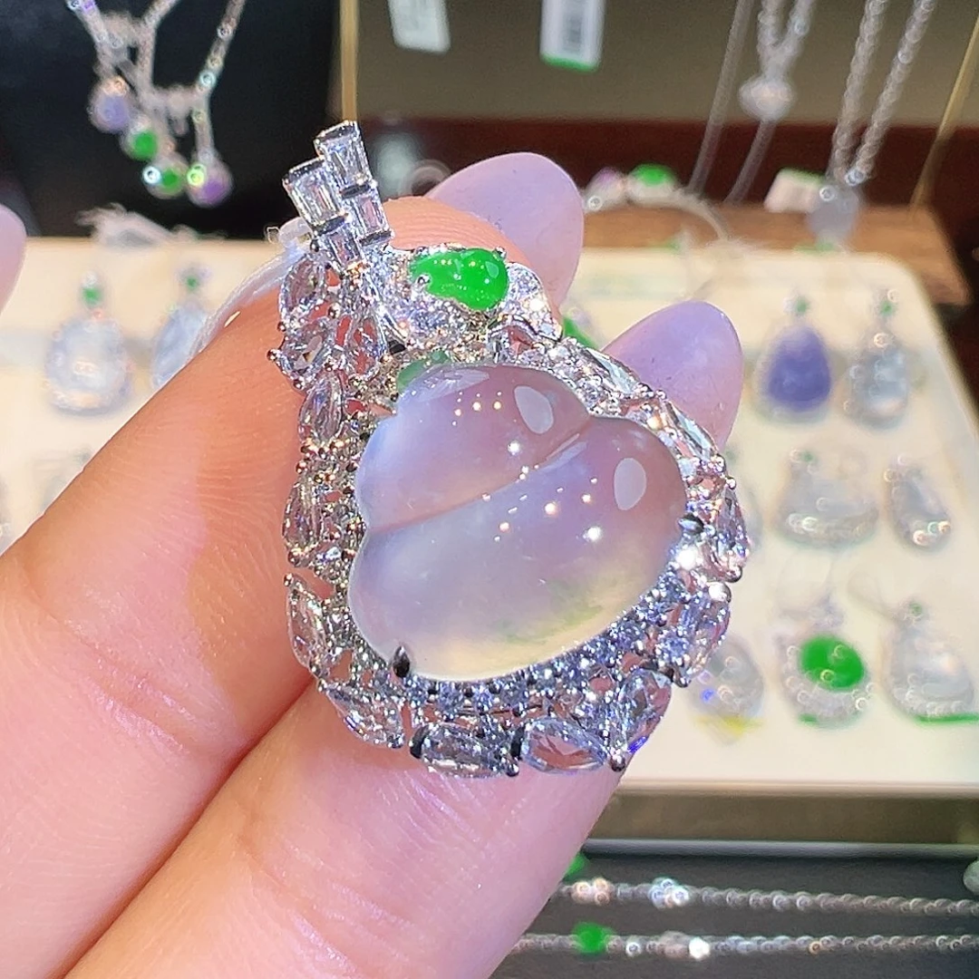 吊坠(不含链)18K金镶嵌翡翠