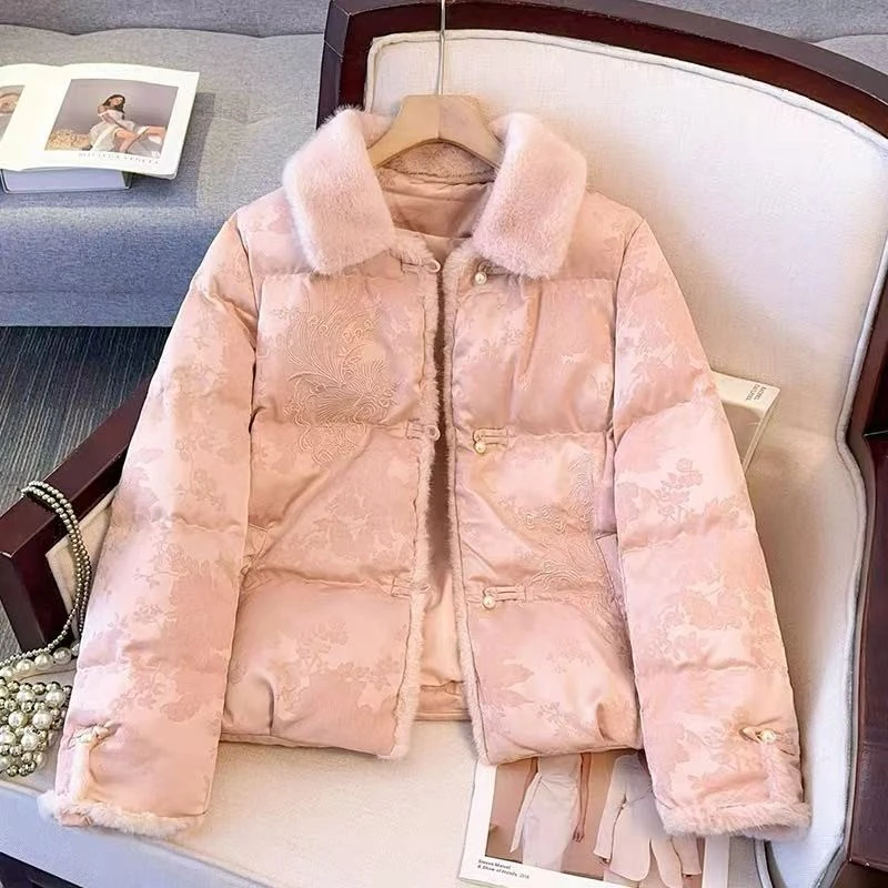 冬季新中式国风加棉加厚外套女时尚气质网红洋气短款棉衣女保暖潮