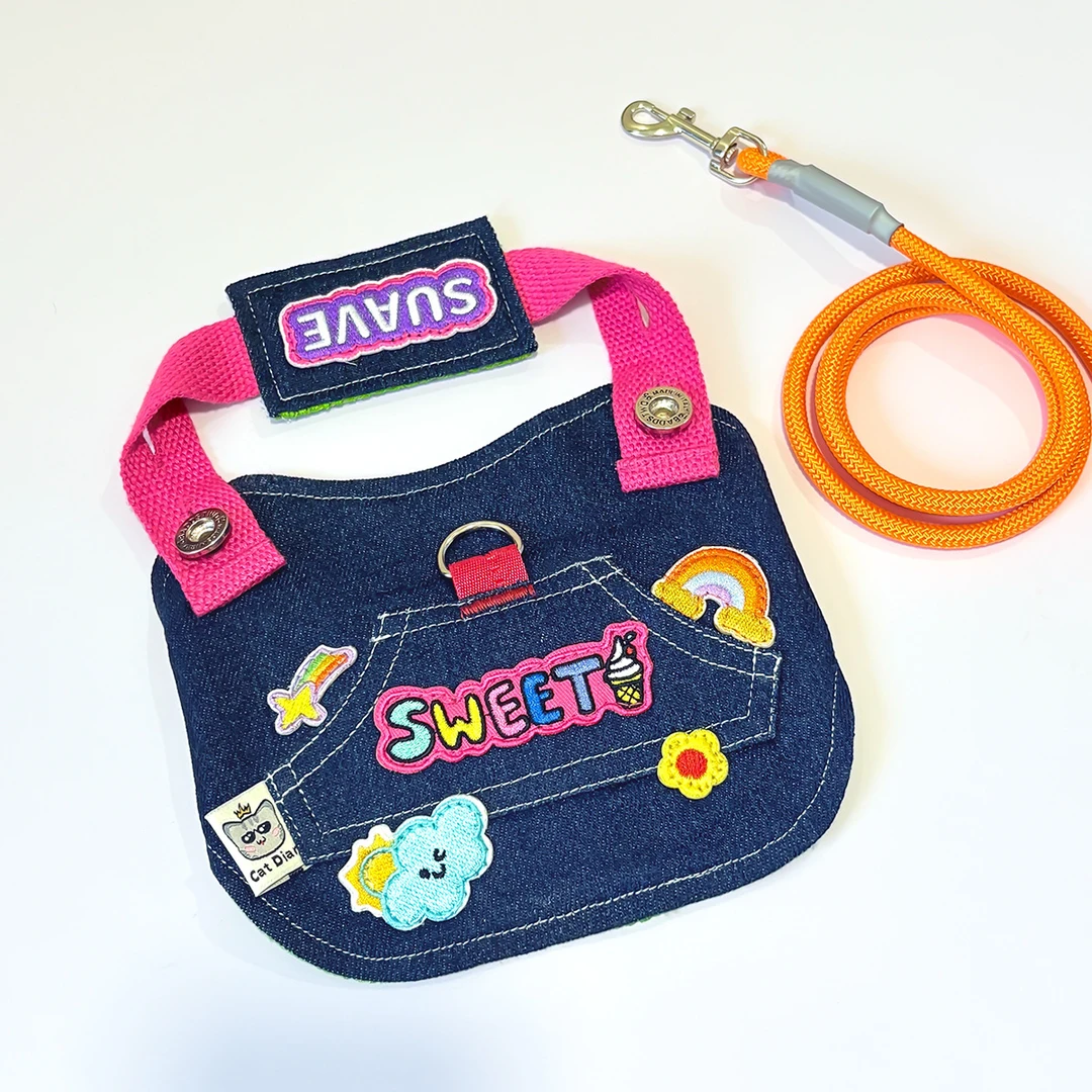 宠物牵引绳牛仔多巴胺胸背猫咪狗狗牵引泰迪比熊雪纳瑞通用透气