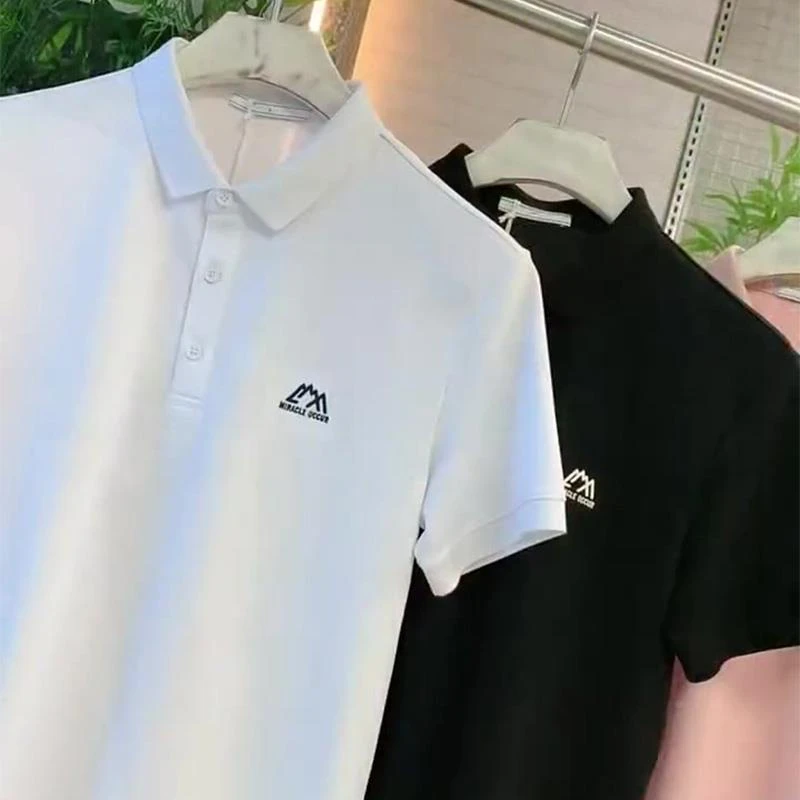 男装2025夏日潮流潮牌时尚简约刺绣国潮休闲百搭修身翻领短袖衫