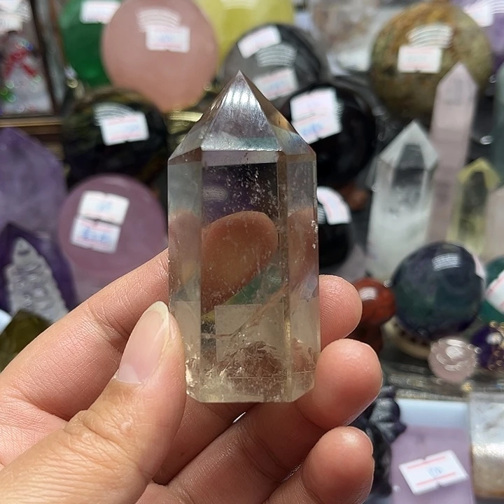 珠宝半成品水晶未镶嵌84克茶水晶柱