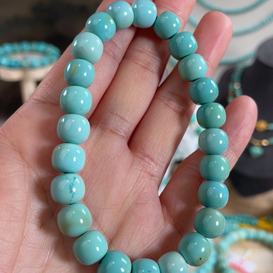 绿松石未镶嵌套链8+精品玉化手串