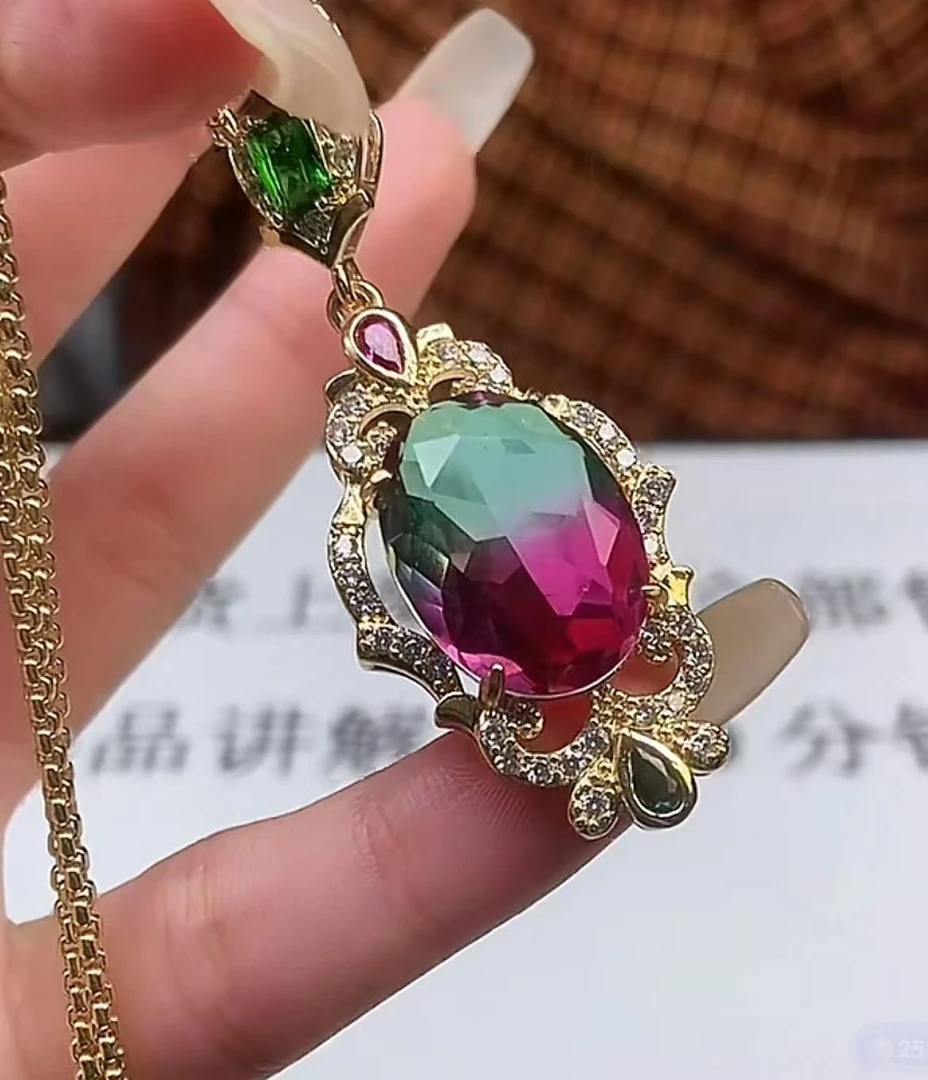七彩椭圆高端项链美观大气美轮美奂尽显魅力