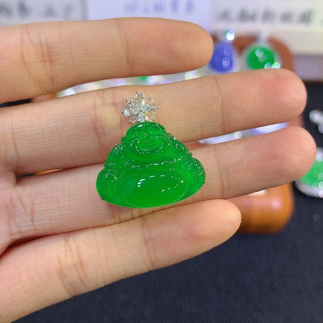【闪购商品】吊坠(不含链)18K金镶嵌翡翠佛公