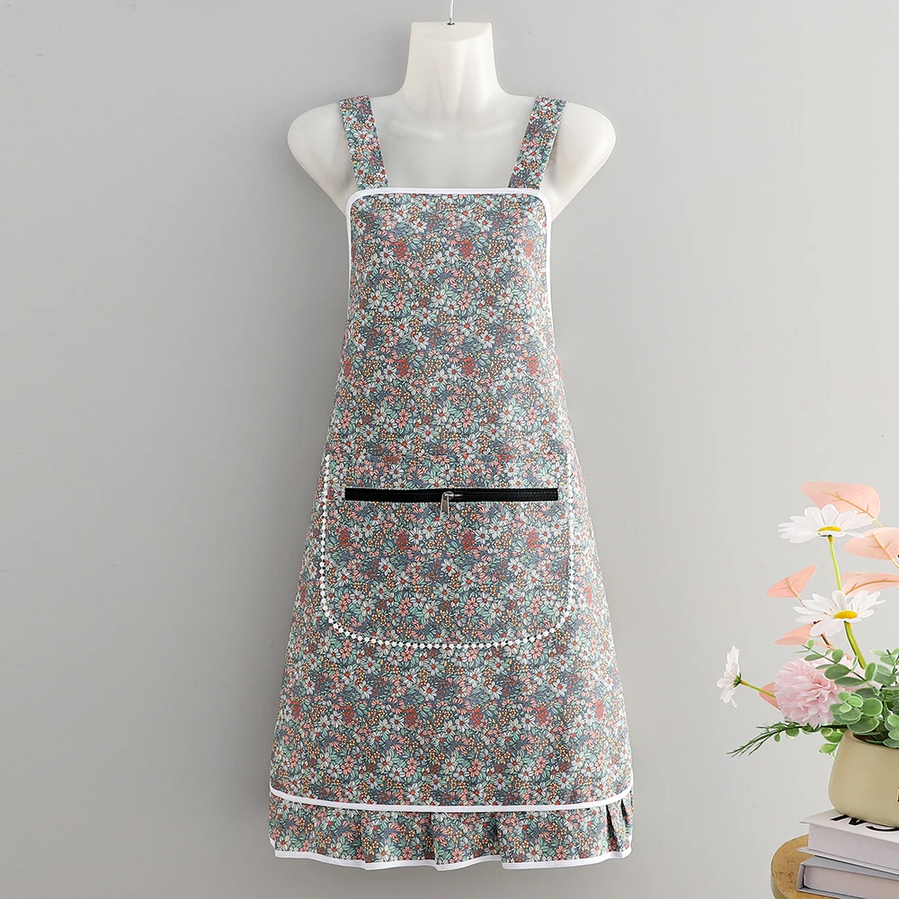 时尚洋气厨房做饭围裙防污耐磨透气成人家用围腰上班干活工作服女