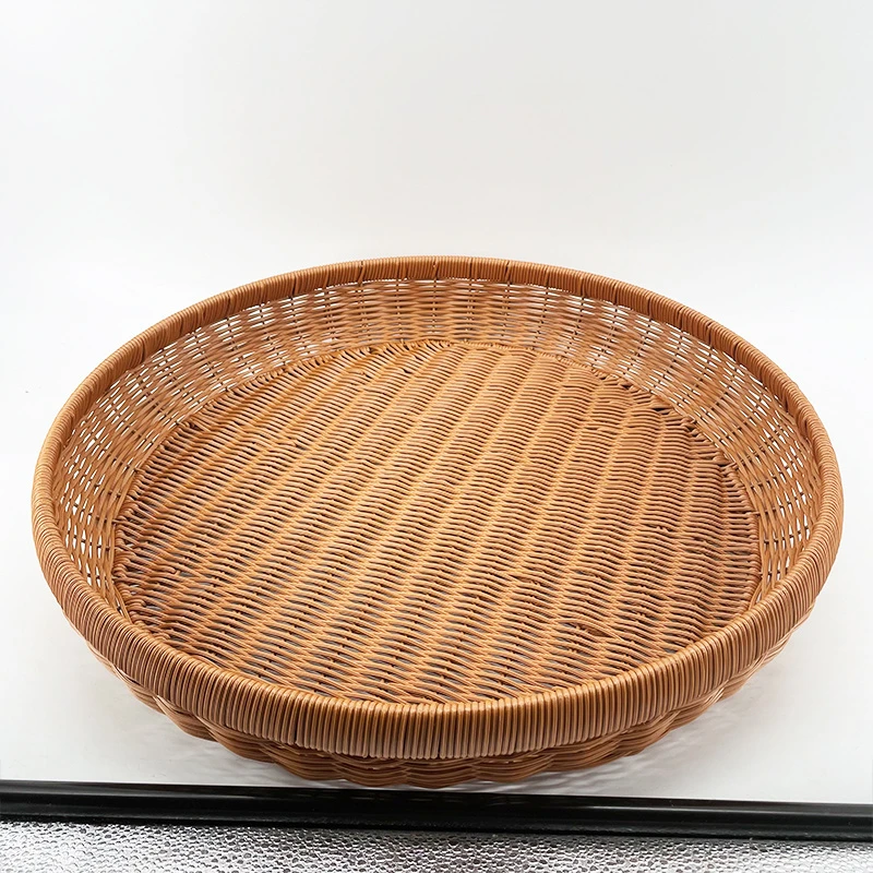 A177棕色圆形家用馒头框纯手工编织特大号晒筐50*8