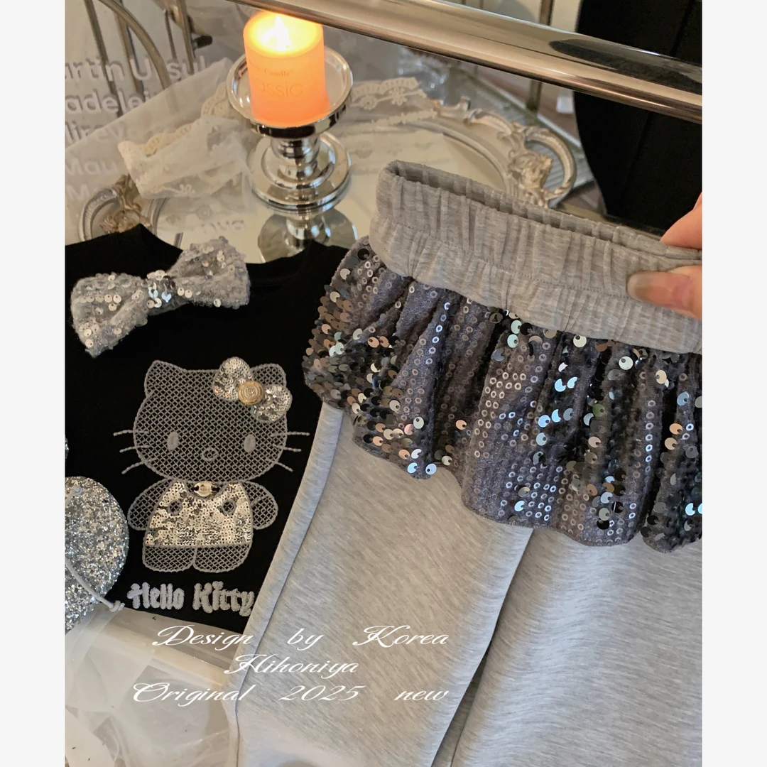 【亮片奶皮裤】三Hihoniya~2025夏季欧若风亲子亮片屁帘洋气奶皮裤