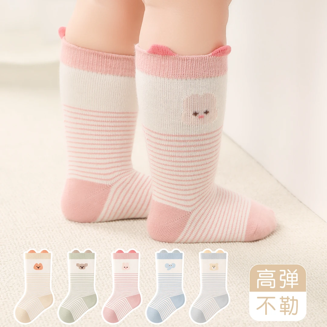 婴儿袜子秋冬保暖无骨高筒袜宝宝可爱卡通男女童0-3岁新生儿长袜