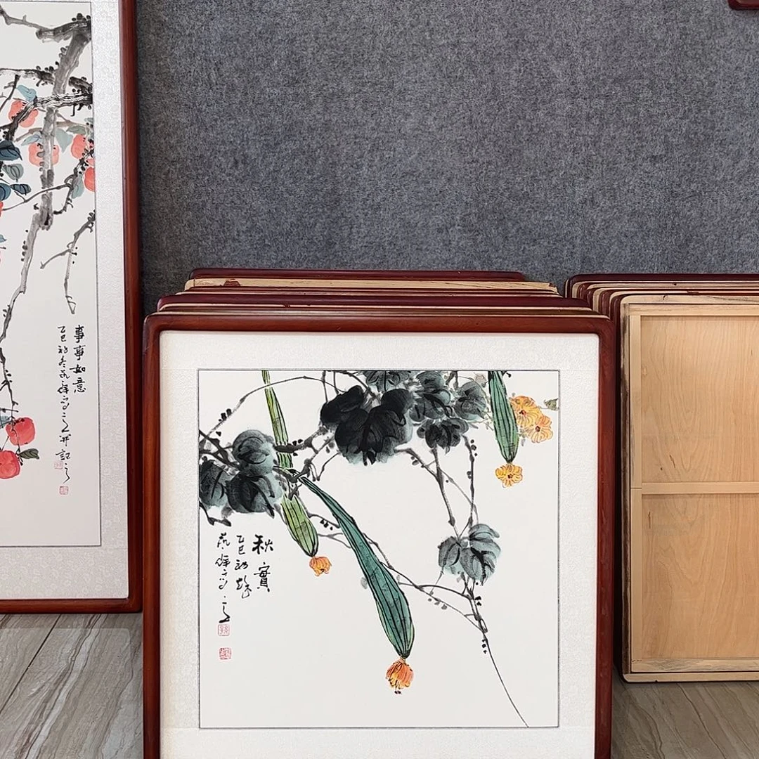 国画书画作品带框63×63