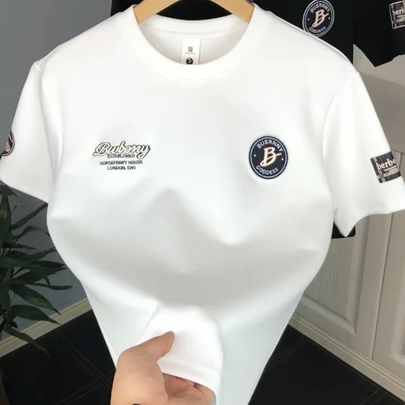 2025短袖T恤春夏圆领时尚男士百搭ins通用半袖修身夏季上衣印花潮