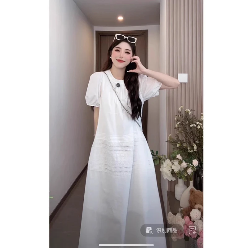 甜美风白色简约初恋连衣裙女2025夏季穿搭新款长裙简单大方的裙子