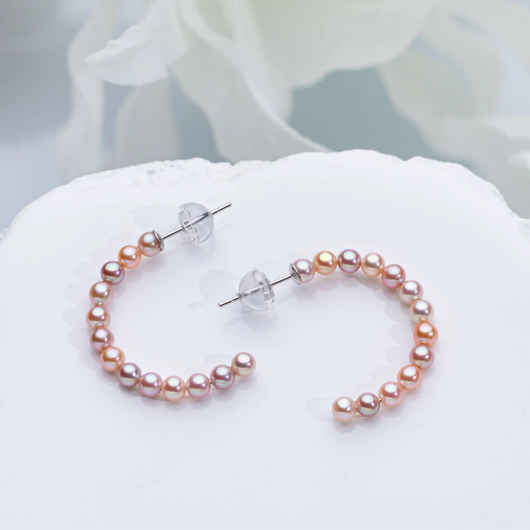 彩虹大“c”珍珠耳环 3-4mm s925银 2314H00DY