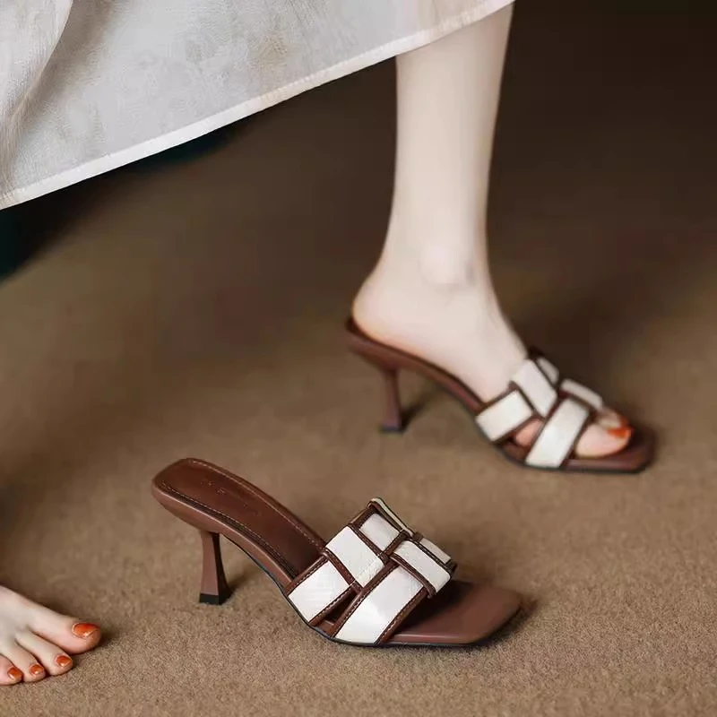 夏季新款高跟凉鞋细跟百搭性感时尚外穿女士气质拖鞋