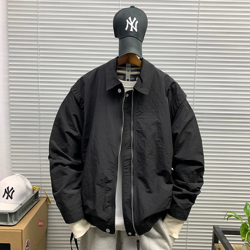 春秋新款翻领夹克男士潮牌休闲宽松百搭简约机能痞帅潮流时尚外套