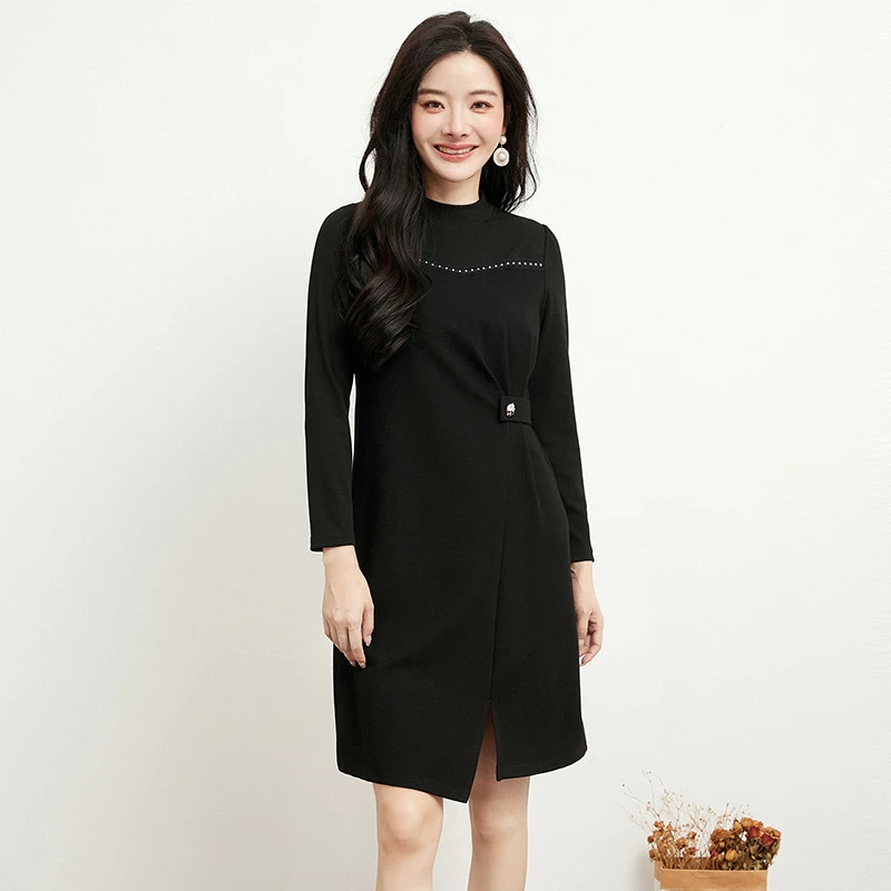 A024简约微弹中裙连衣裙专柜折扣女装2025秋53HH0A0024