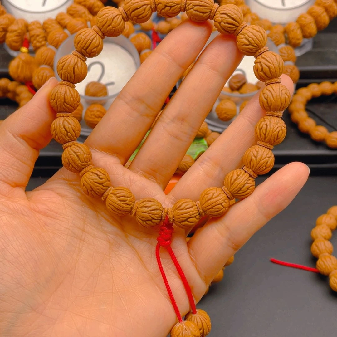 桃核手串染**L见健健康康平平安安8