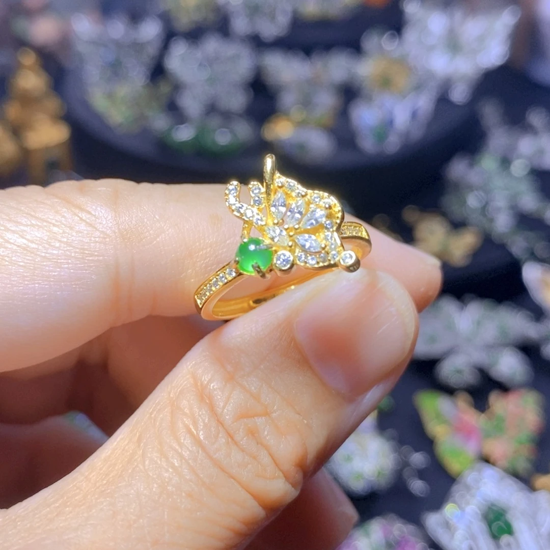 翡翠银S925镶嵌吊坠(不含链)天然翡翠