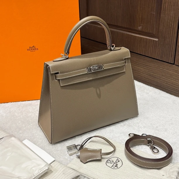 99新 Hermes/爱马仕 大象灰银扣 Kelly 25 凯莉/二奢