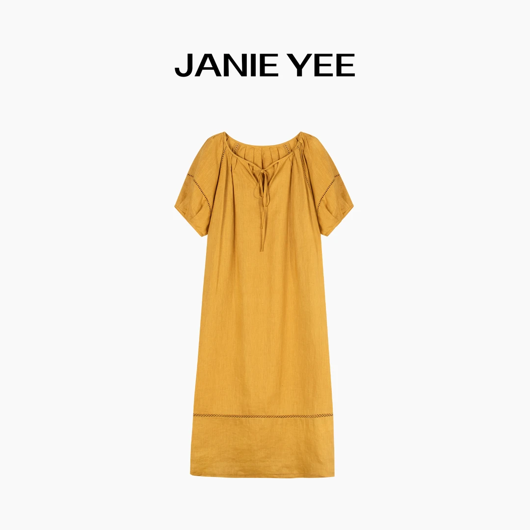 Janie Yee"麻麻多巴胺" 高级感100亚麻雨露麻休闲连衣 24A0718