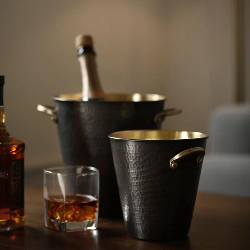 轻奢纯铜红酒桶啤酒桶家用酒柜摆件商用冰块桶吧台冰桶