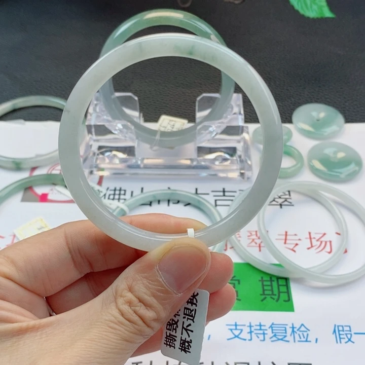 翡翠未镶嵌手镯小圆条手镯55-56圈口