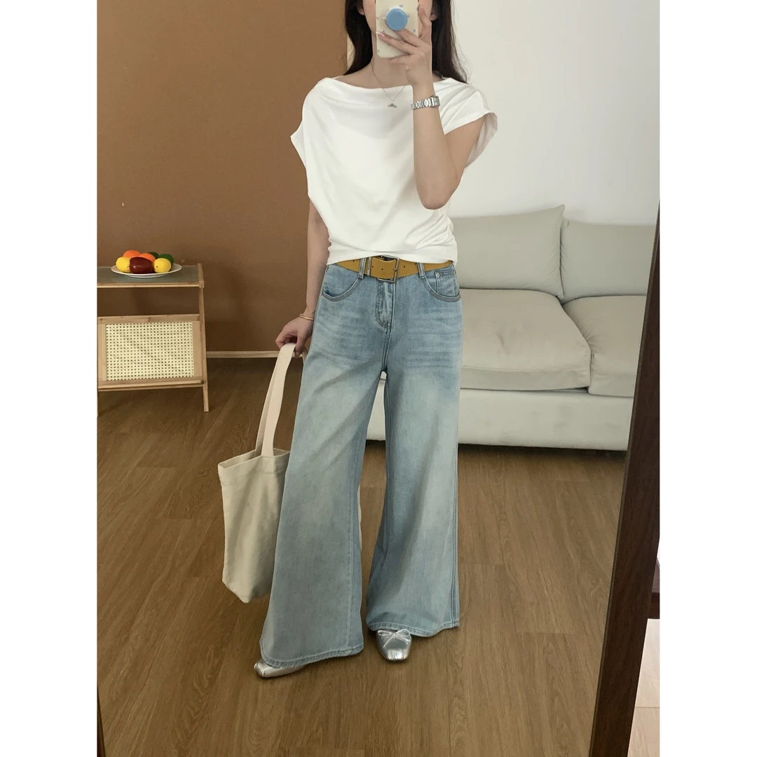 68019#【一定要拥有！！】巨显腿直浅色百搭直筒神裤