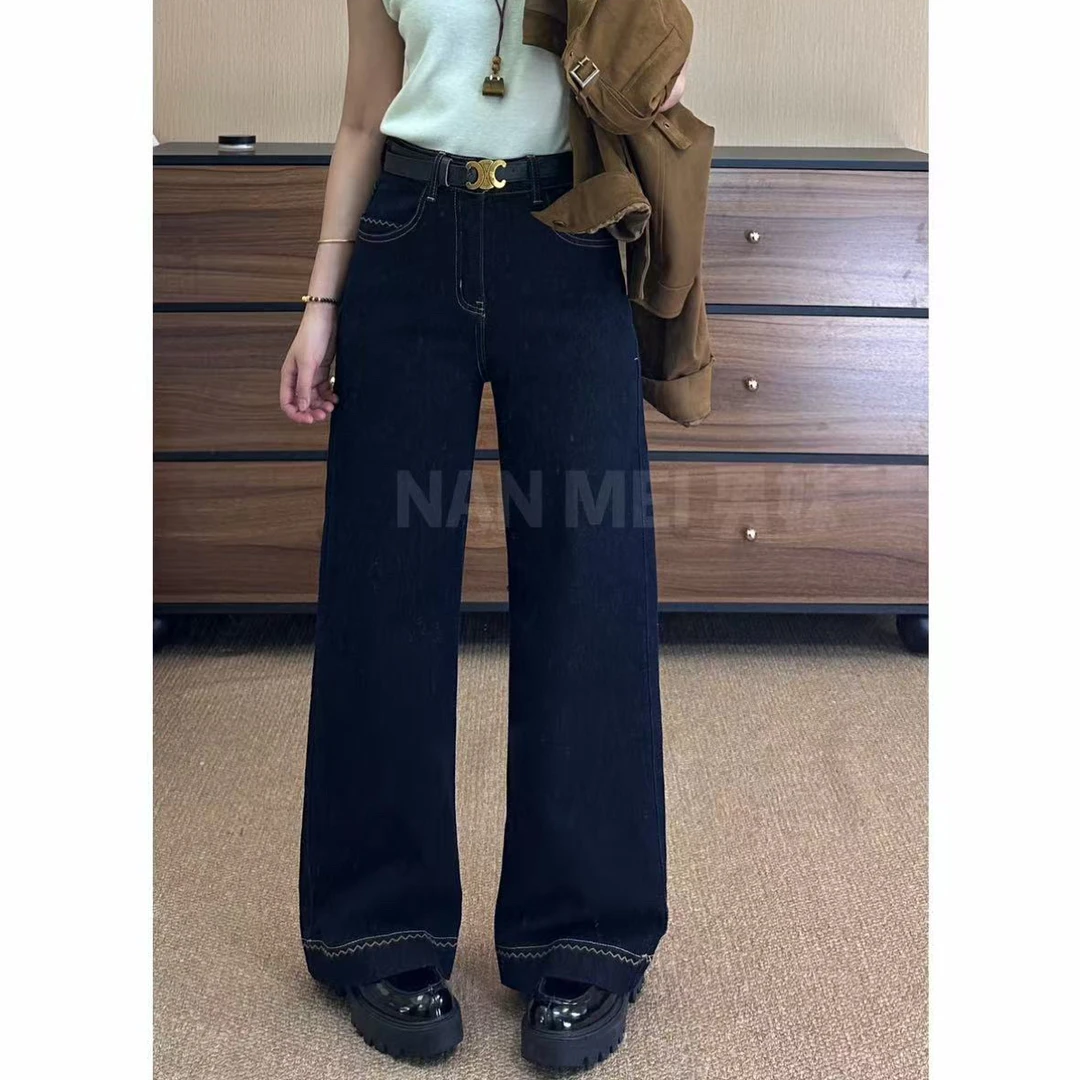 NM【复古回潮】秋款曲线设计直筒牛仔裤