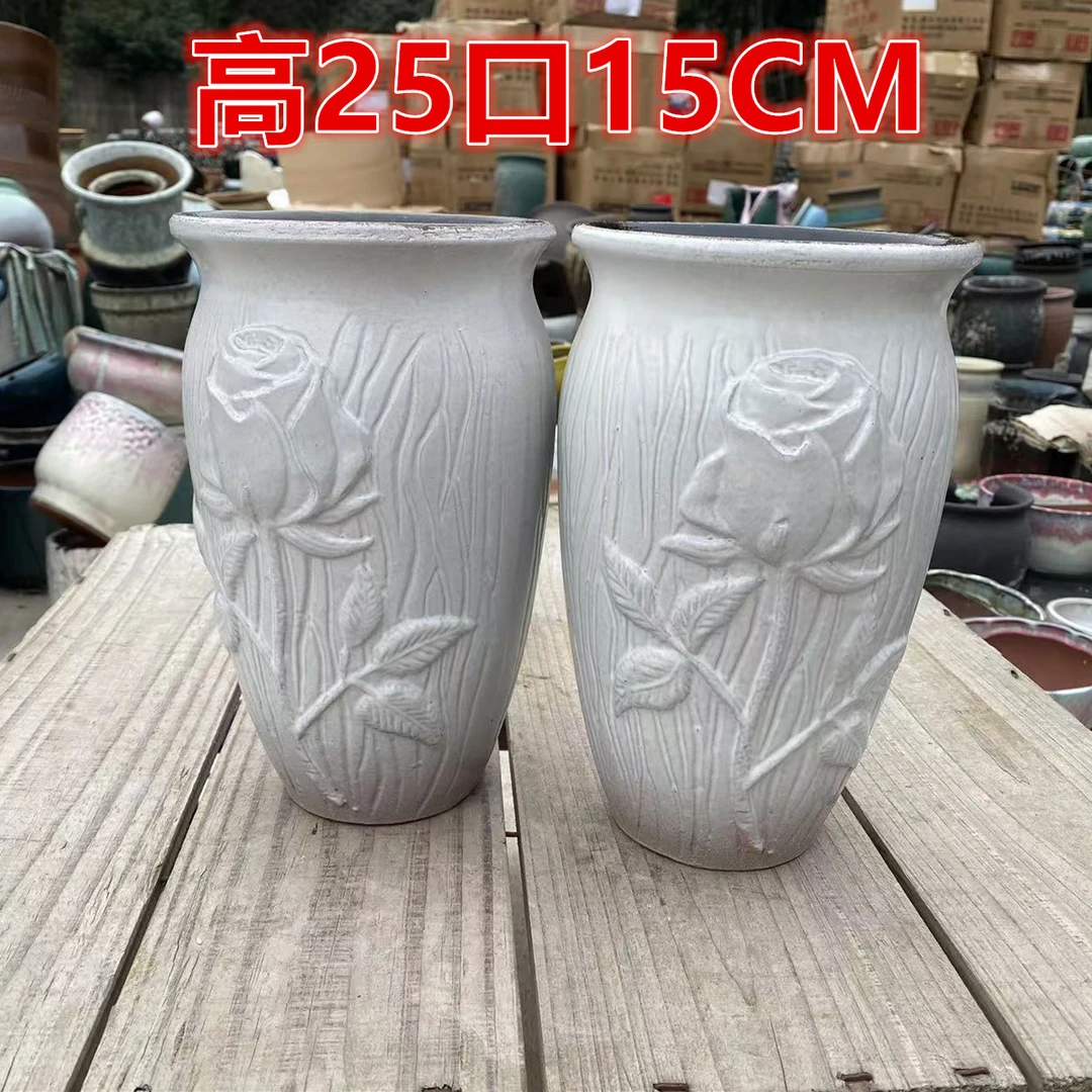 粗陶陶瓷法师老桩多肉绿植植物紫砂简约手工特价花盆直筒有孔