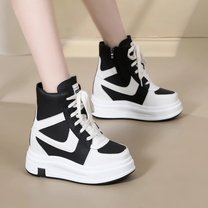 33-45码隐形增高15CM休闲鞋高帮设计舒适系带百搭11CM小白鞋单鞋