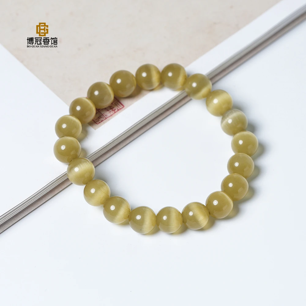 【猫眼石】石英质玉素串9MM+单圈手串Q1