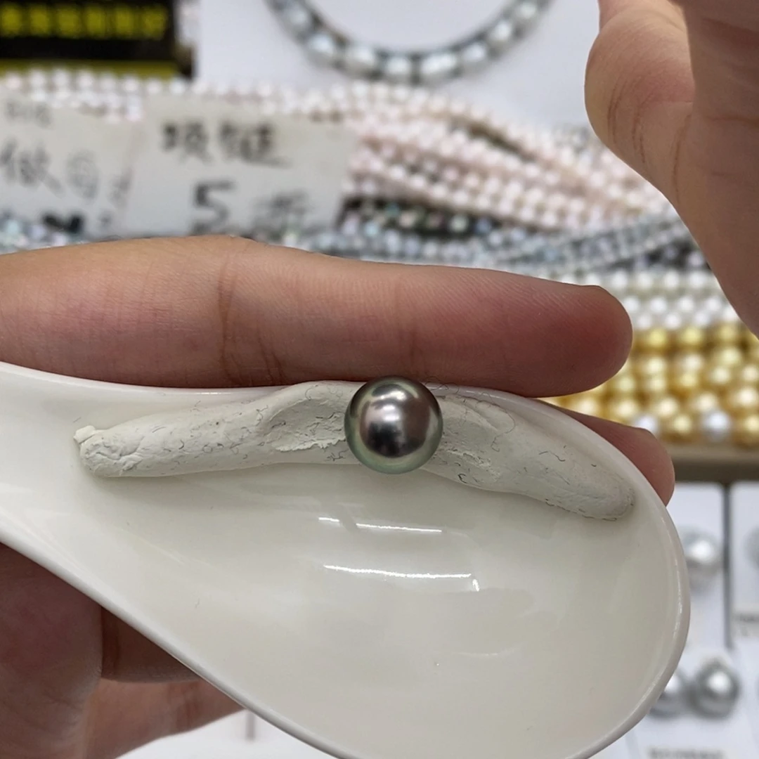 海水珍珠裸珠未镶嵌大溪地铂金灰10-11