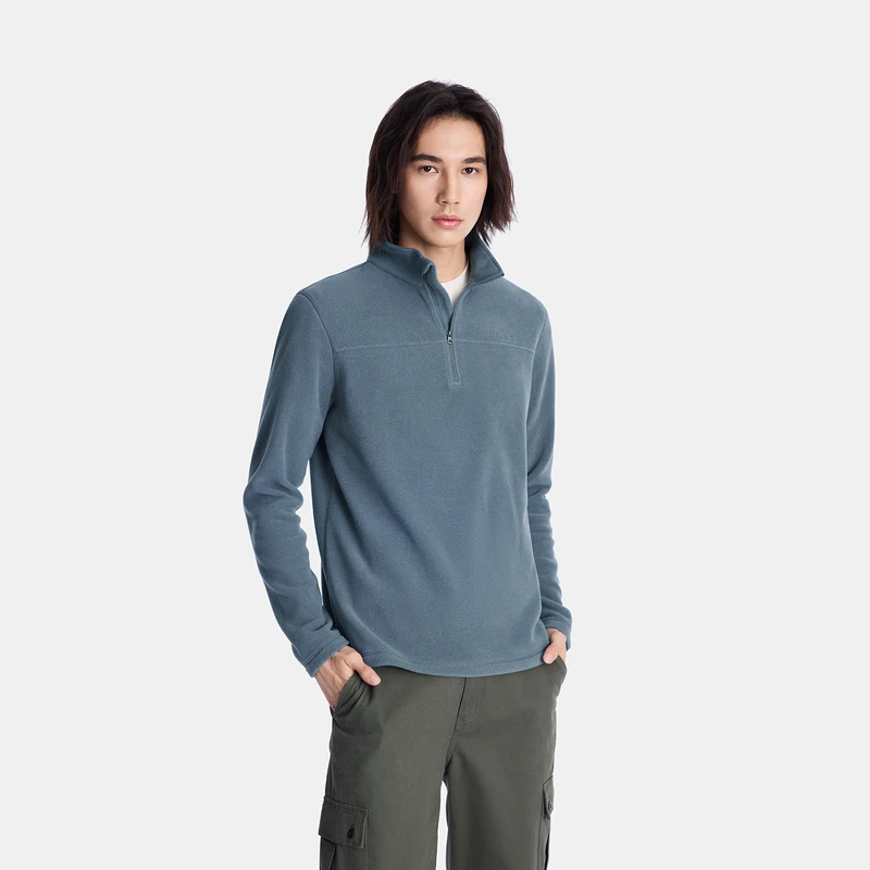 【店长同款】AIGLE艾高秋季户外休闲保暖耐穿半开抓绒衣男BP09