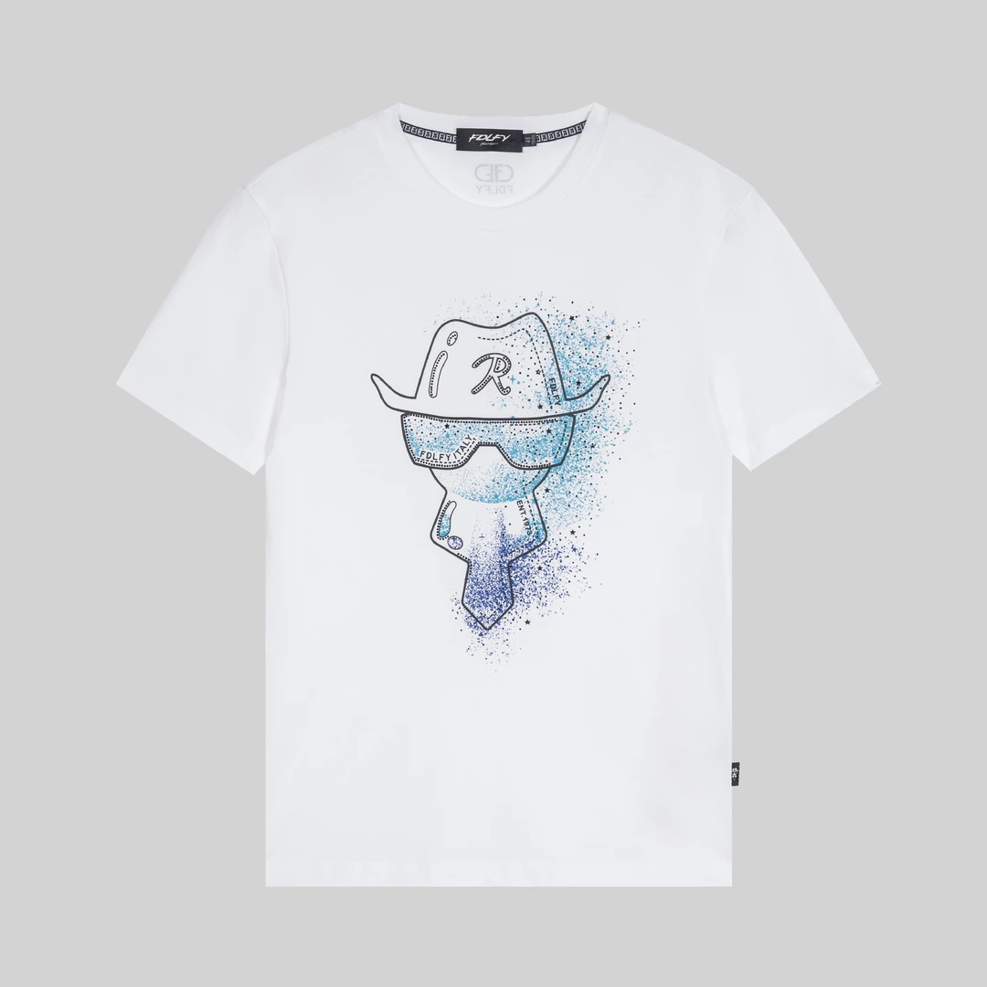 FDLFY老佛爷星芒绮梦夏季T恤短袖纯棉时尚潮流印花烫钻款