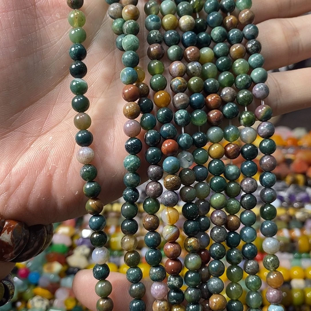 石英质玉未镶嵌，2条，水草玛瑙6mm，