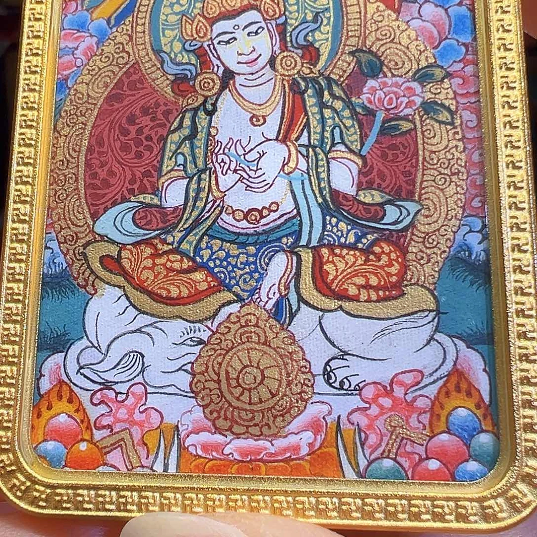 吊坠手绘热贡唐卡普贤菩萨