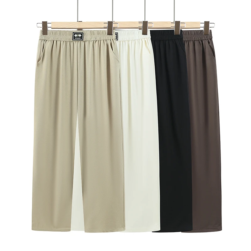 2025夏季新款妈妈装九分直筒裤松紧百搭高腰休闲裤中老年人女裤子