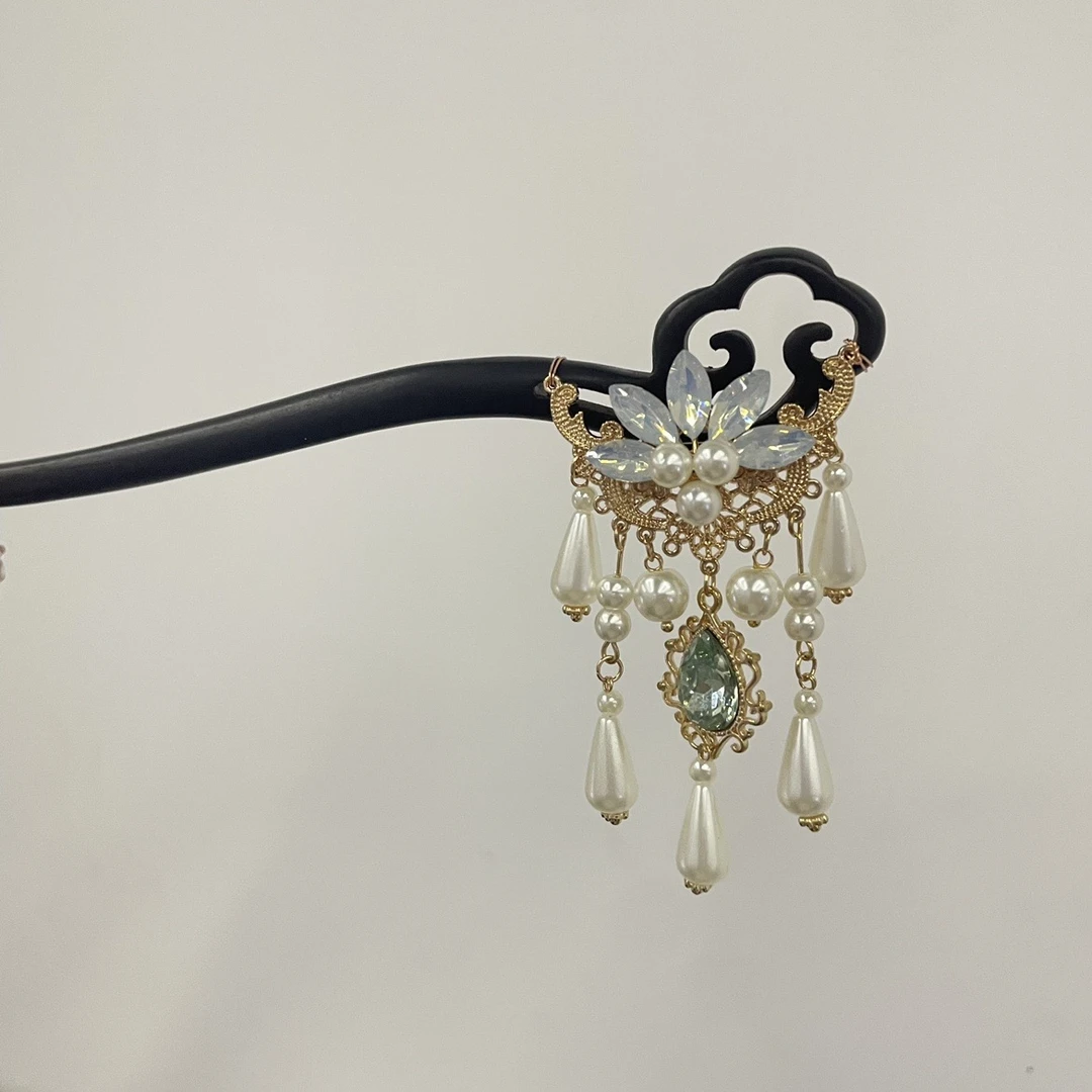 古风檀木发簪长流苏步摇旗袍汉服头饰