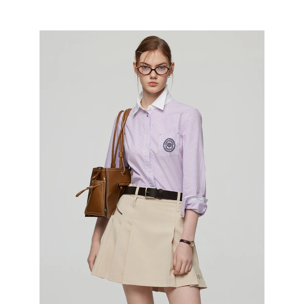 Teenie Weenie小熊衬衫女2025夏季新款女装TTYS252304W