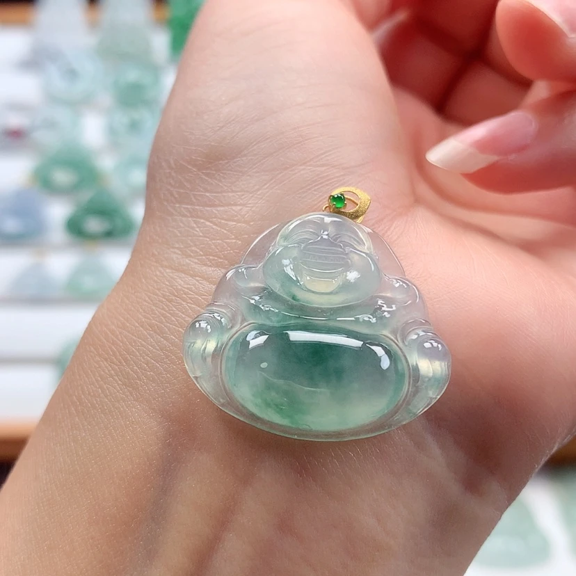 【闪购商品】翡翠吊坠(赠链)18K金镶嵌