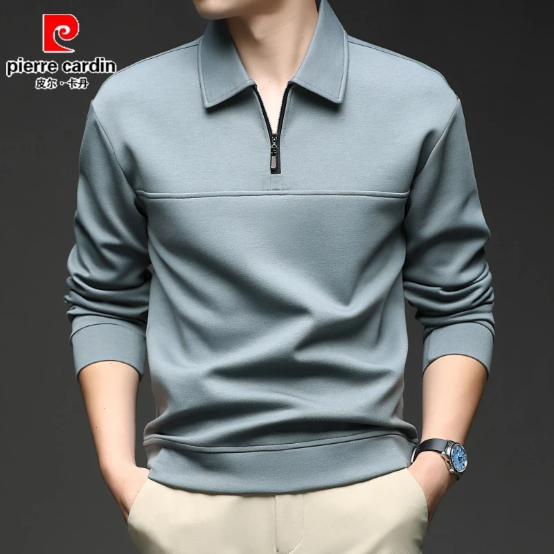 皮尔卡丹正品高档翻领长袖卫衣高品质2025秋冬新款男士重磅半拉链