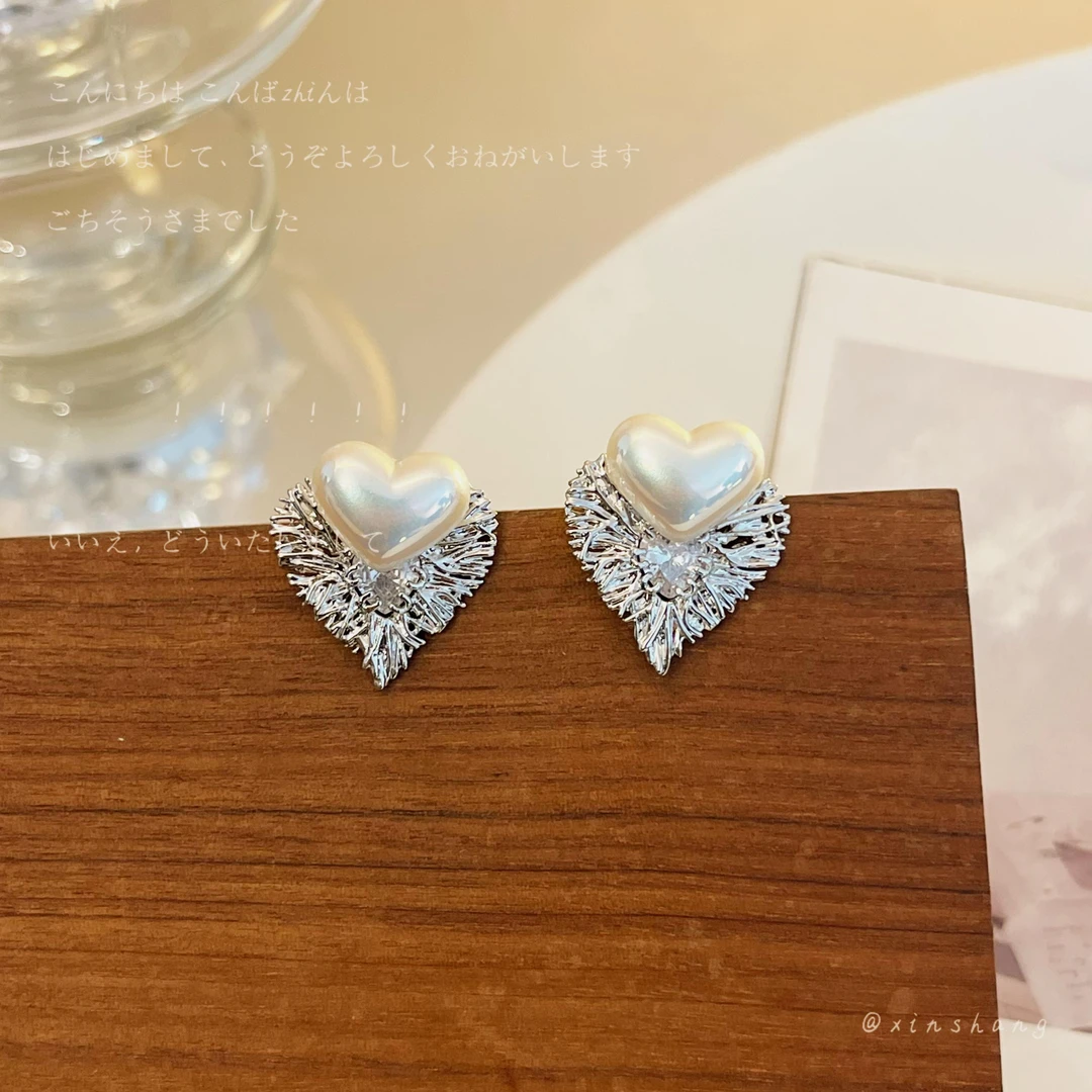 铜合金锆石耳饰 【告白季节】一款两戴耳钉锆石爱心简约气质耳环