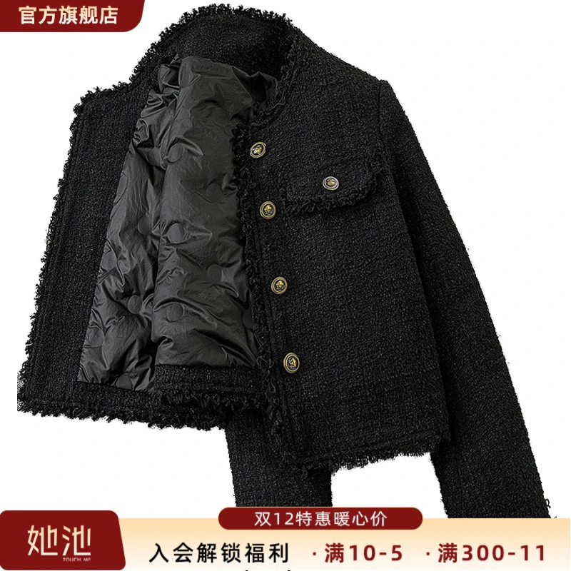 2025冬新款女单排扣短款小香风气质90绒羽绒外套S43B6259A