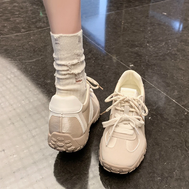 7cm内增高小个子厚底黄色德训鞋女2025春新款休闲透气运动阿甘鞋