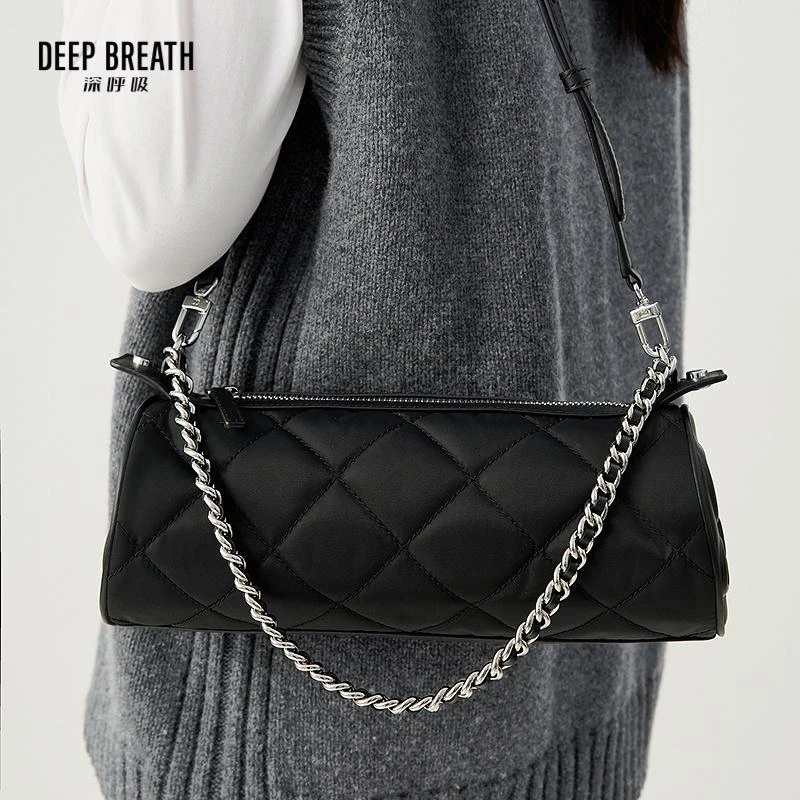 DEEP BREATH深呼吸女包 菱格轻盈腊肠包单肩手提斜挎包AB10273