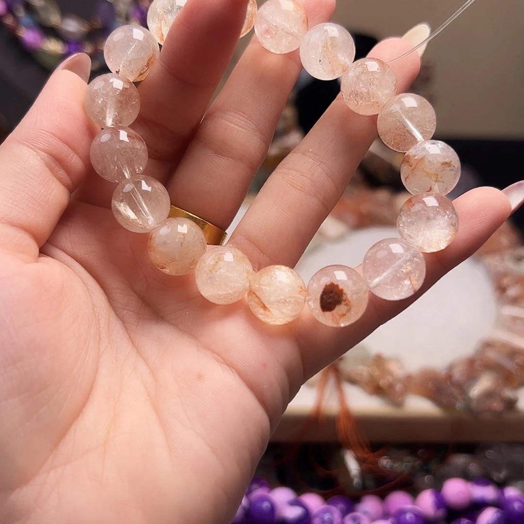 玛瑙/玉髓合金珠宝半成品j28 12.9m 飘花水晶一条